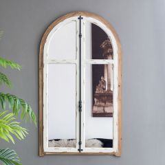 Wooden Arched Window Frame Mirror 