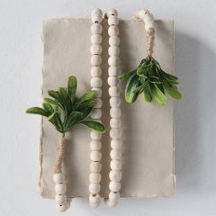 Wooden Bead Garland With Leaves