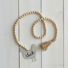 Wooden Beads With Chicken and Tassel Set of 2