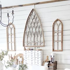 Wooden Cathedral Style Window Decor