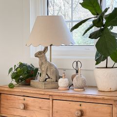 Wooden Rabbit Lamp with Scalloped Shade
