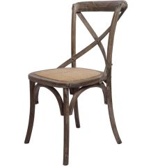 Brown Wash Cross Back Wooden Chair