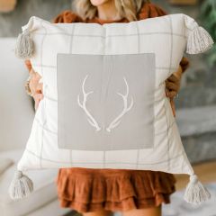 Woodland Farmhouse Antler Accent Pillow Cover