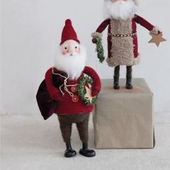 Wool Felt Standing Santa with Wreath and Sack