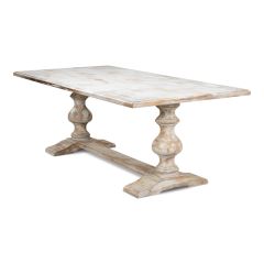 Worn White Trestle Dining Table