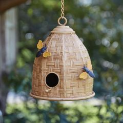 Woven Basket Beehive Birdhouse