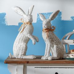 Woven Basket Bunny Figure Set of 2