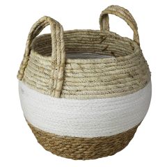 Woven Cotton and Grass Basket Set of 2