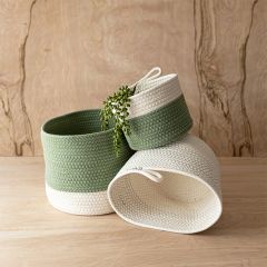 Woven Cotton Boho Storage Baskets Set of 3