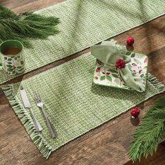 Woven Evergreen Placemat With Fringe