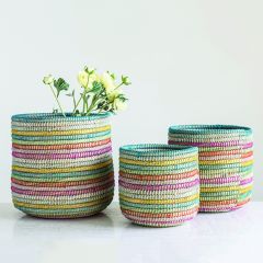 Woven Multi Color Storage Basket Set of 3