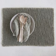 Woven Olive Placemat With Fringe Set of 4