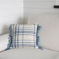 Woven Plaid Fringed Accent Pillow