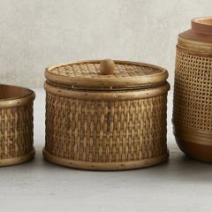 Woven Rattan Trinket Box With Lid