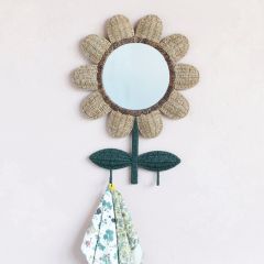 Wrapped Flower Wall Mirror With Hooks