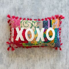 XOXO Kantha Pillow With Fringe