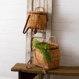 Weaved Chipwood Backpack Basket Set of 2