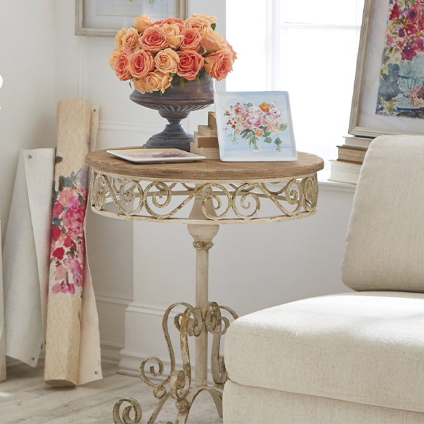 Scrolled Iron Side Table