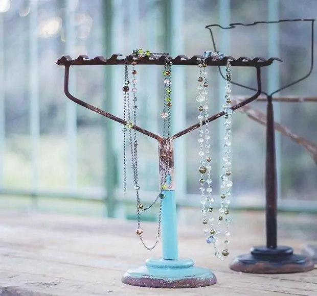 Rake Top Jewelry Stand Jewelry Tree Stand Necklace Holder Antique Farmhouse