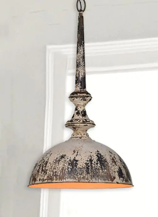 Antique farmhouse distressed metal pendant light discount