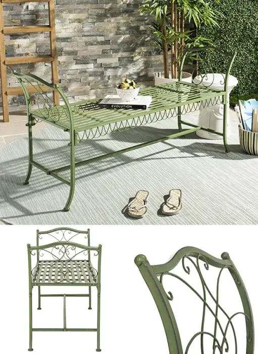 Antiqued Metal Garden Bench Antique Farmhouse