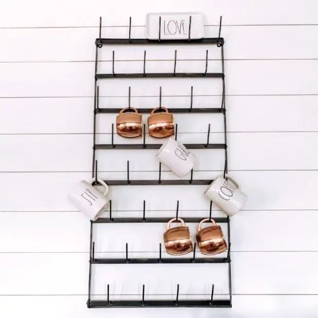 Wall Mount Mug Rack Antique Farmhouse