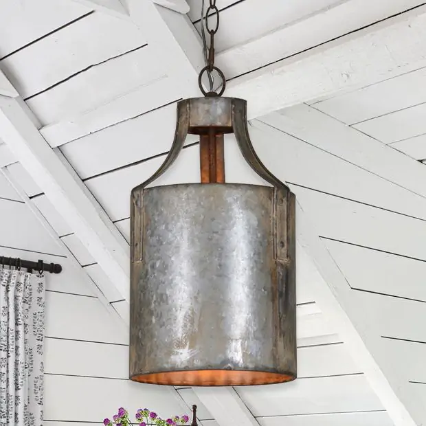 Antiqued Metal Pendant Light Antique Farmhouse