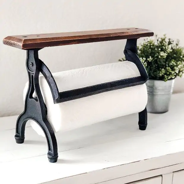 Wood And Metal Paper Towel Holder Antique Farmhouse