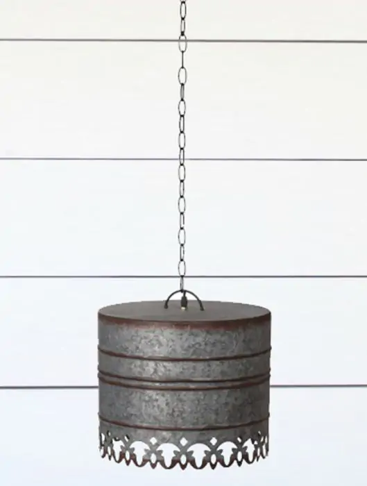 Galvanized Metal Drum Pendant Light Antique Farmhouse