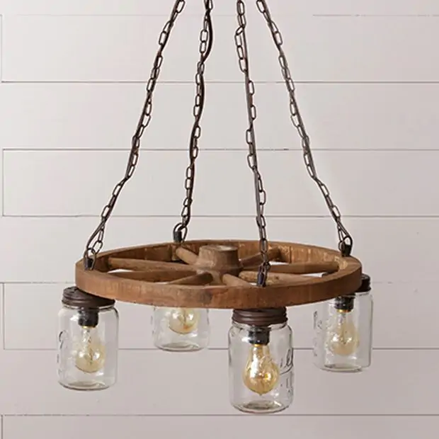 Wagon wheel mason jar chandelier cheap
