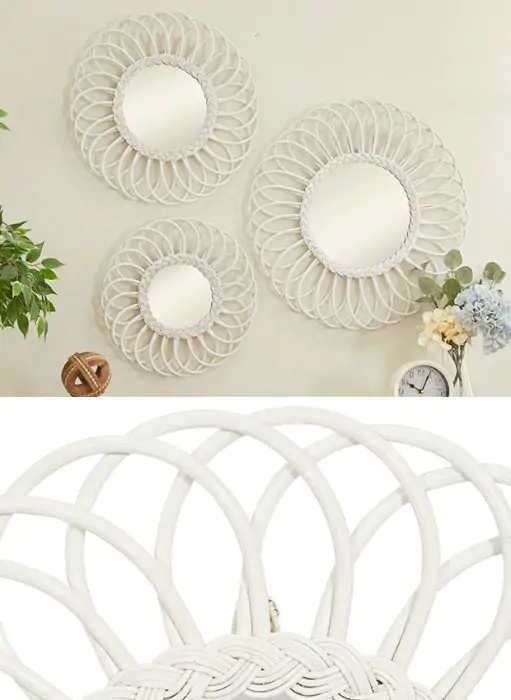 Pale Round Rattan Mirror Set of 3 | Antique Farmhouse
