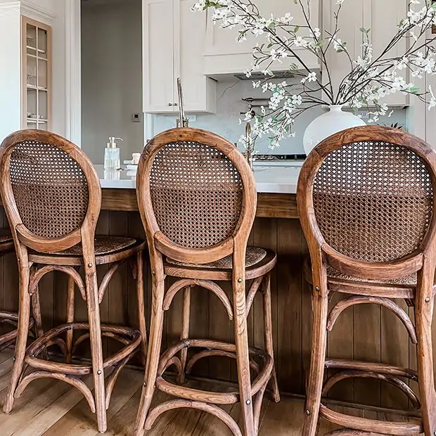 Cane Back Bistro Style Counter Stool Set of 2 | Antique Farmhouse