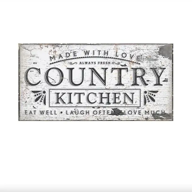 Country Kitchen Canvas Wall Sign | Antique Farmhouse