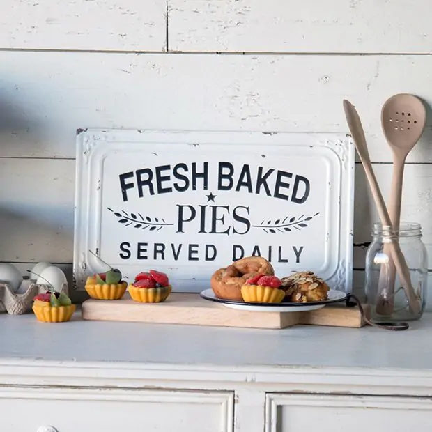 Metal Fresh Baked PIES Sign | Antique Farmhouse