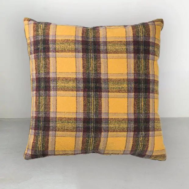 Yellow plaid throw pillows clearance