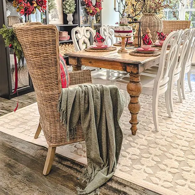 Rattan Wingback Chair With Cushion Set of Antique Farmhouse