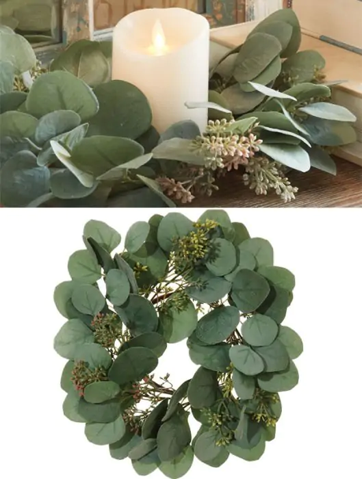 Sweet and Simple Eucalyptus Candle Ring Antique Farmhouse
