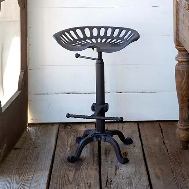 Tractor Seat Stool With Adjustable Height Antique Farmhouse