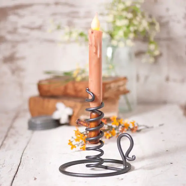 Wrought Iron Courting Candle Stand Set of 2 | Antique Farmhouse