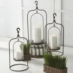 Hanging Hurricane Vase Candle Holder Set of 3