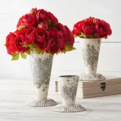 White Washed Metal Vase Riser Set of 3