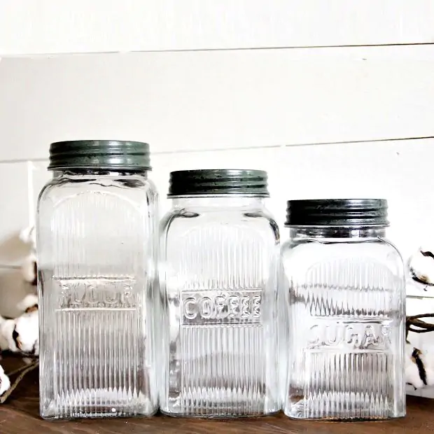 Mason Jar Coffee Flour Sugar Canisters Set of 3