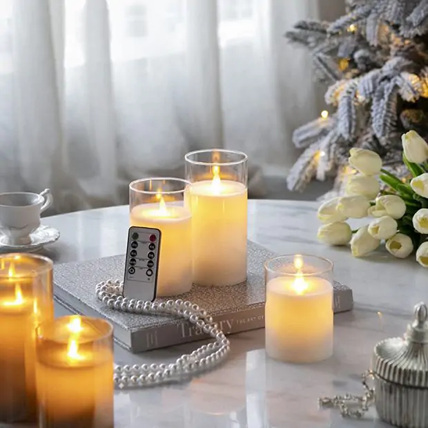 3 piece flameless led candle set on sale
