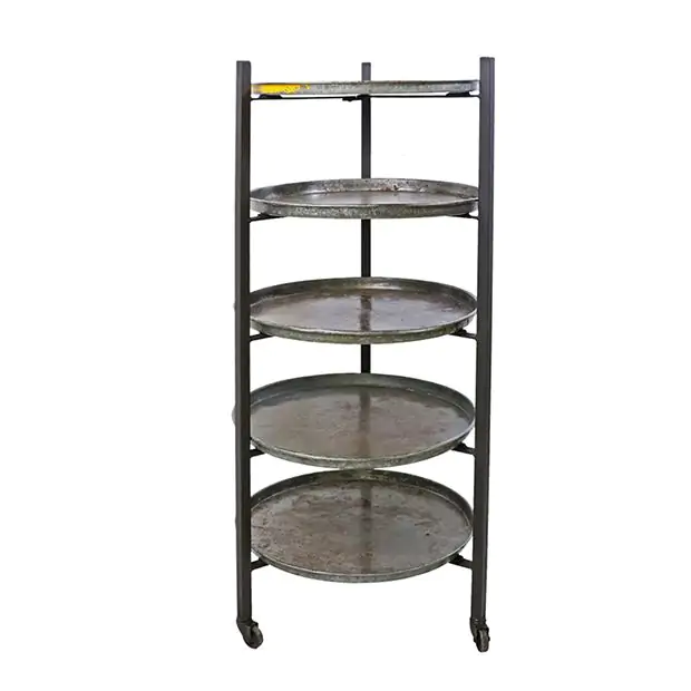 5 Tray Round Rolling Bakery Rack Antique Farmhouse