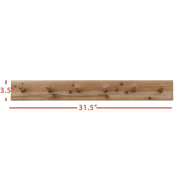 6 Peg Wooden Coat Rack Antique Farmhouse
