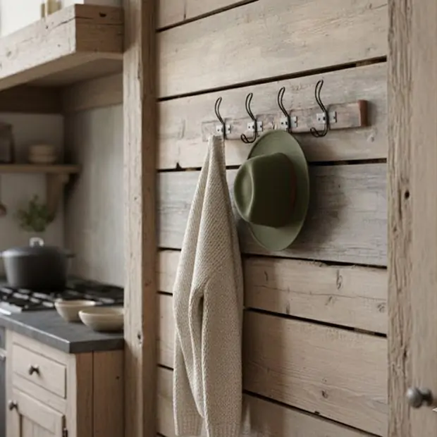 Primitive Wood 4 Hook Coat Rack | Antique Farmhouse