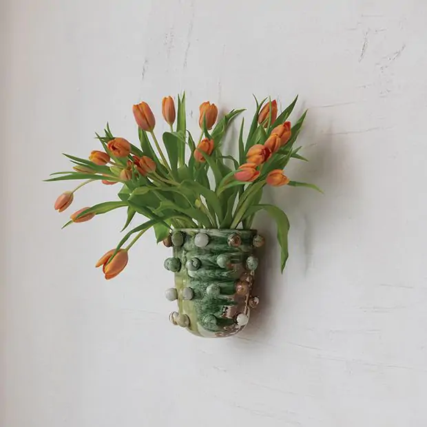 Abstract Glazed Terracotta Wall Planter | Antique Farmhouse