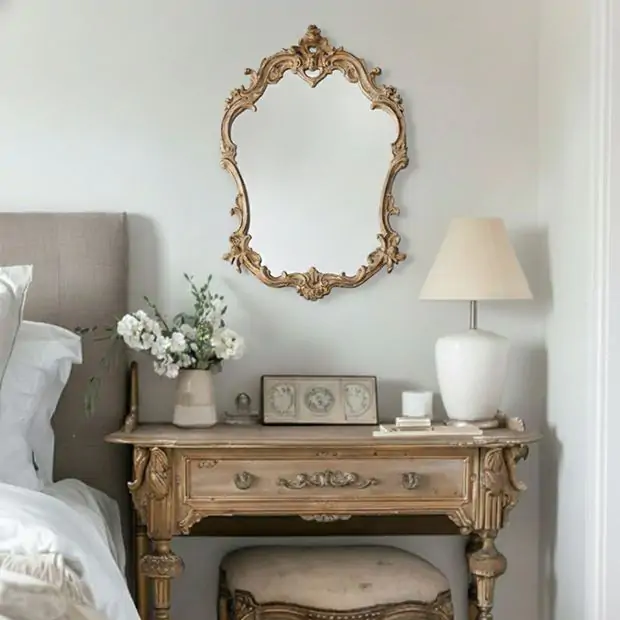 Aged Ornate Chateau Mirror | Antique Farmhouse