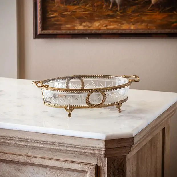 Antiqued Elegance Footed Vanity Tray | Antique Farmhouse Antiqued Elegance Footed Vanity Tray | Antique Farmhouse