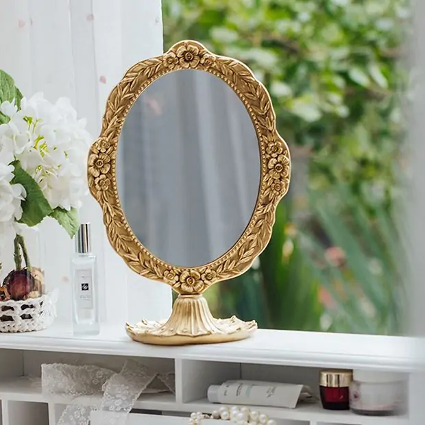 Tabletop vanity mirror with drawer on sale